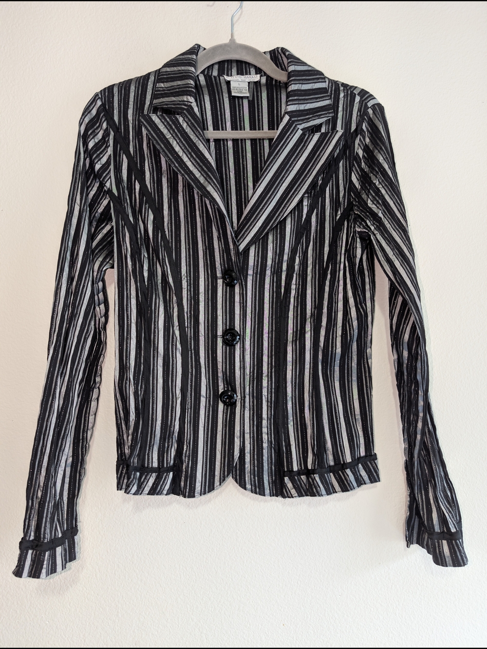 Vintage Alberto Makali Striped Crinkle Blazer